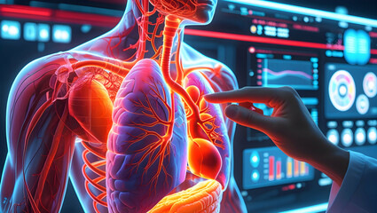 Detailed Human Respiratory System Anatomy and Physiology with Advanced Medical Imaging and Health Data Analysis