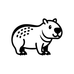 Cute Capybara Vector Illustration in Black and White Line Art