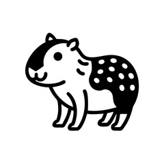 Stylized black and white vector illustration of a South American tapir