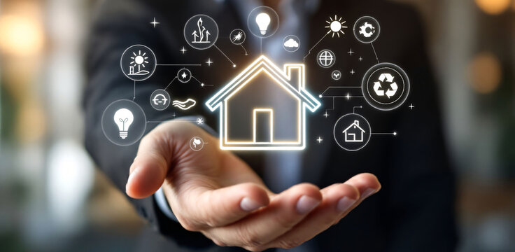 Smart Home Technology with Digital Innovation Icons