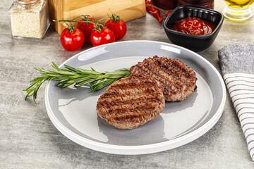 Grilled two beef burger cutlet