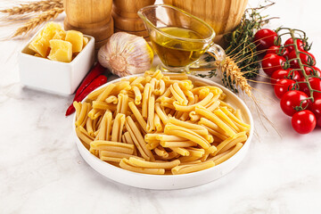 Raw dry Italian pasta - casarecce