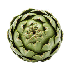 Obraz premium Whole Fresh Green Artichoke on a Transparent Background, White Background