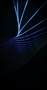 Blue fractals waves waving in the space. Loop. 4K Vertical