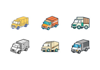 set of box truck icon vector illustration