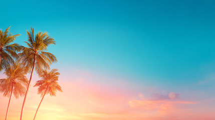 Silhouette Tropical Palm Trees At Sunset - Summer Vacation With Vintage Tone And Bokeh Lights 37745868 1