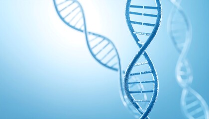 DNA helixes, light blue background