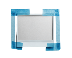 Instant Photo Frame with Blue Tape on Transparent Background