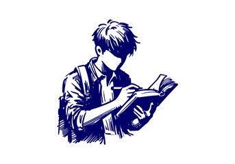 Student character back to school hand drawn sketch vector illustration