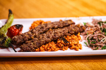 Turkish adana kebab with vegetables