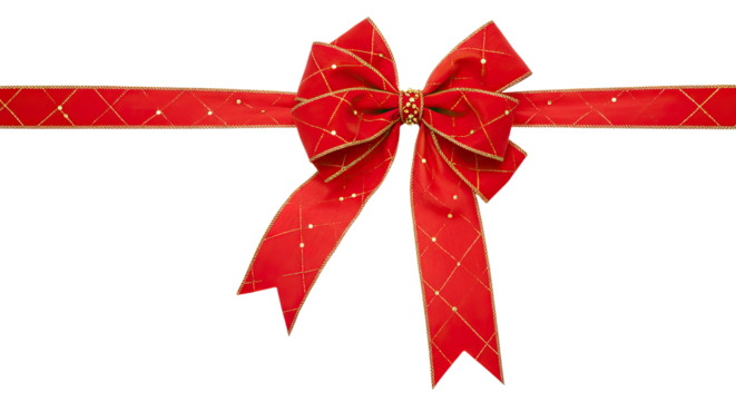 Red Ribbon Bow with Gold Accents.