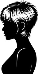 Fototapeta premium silhouette wolf cut hairstyle women