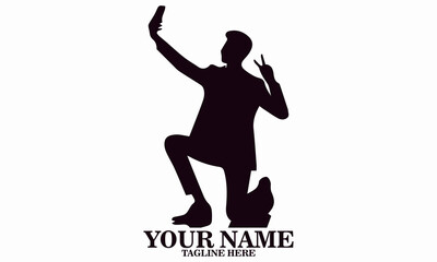 man taking a selfie photo vector illustration and logo design
