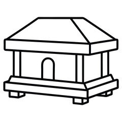 Treasure chest outline illustration isolated on transparent background