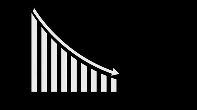 Animated down graph icon designed in flat icon style, business Finance, Business Info graphic animation, Bar graph.