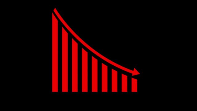 Animated down graph icon designed in flat icon style, business Finance, Business Info graphic animation, Bar graph.