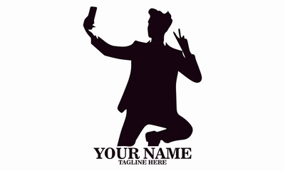 man taking a selfie photo vector illustration and logo design
