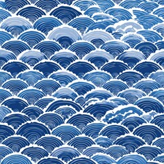 Fototapeta premium Seamless Blue Wave Pattern - Japanese Style