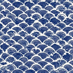 Blue Wave Seigaiha Pattern Seamless Texture