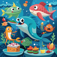 set of funny cartoon animals