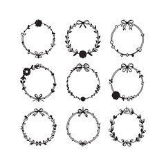 Obraz premium Classic Ornamental Frame Vectors | Vintage Silhouette Designs for Elegant Graphic Layouts.