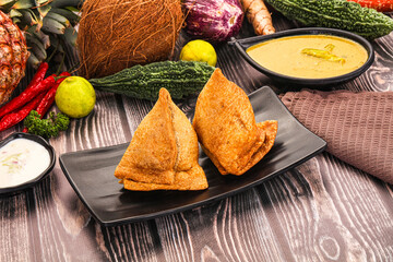 Indian cuisine - stuffed samosa pastrie