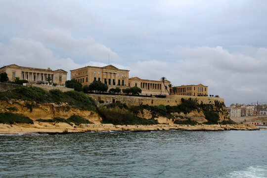 View of Villa Bighi, the former Royal Naval Hospital Bighi in the small town of Kalkara on Malta
