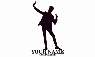 man taking a selfie photo vector illustration and logo design