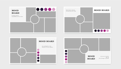 Mood board layout. Photo collage template. Mosaic picture grid. Mood board mockup. Vector illustration