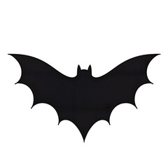 Black bat silhouette with outstretched wings in flat design  