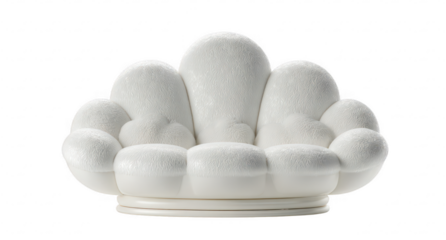 White, fluffy, scalloped couch