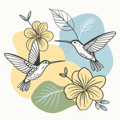 hummingbird and flowers