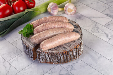 Raw pork sausages for grill