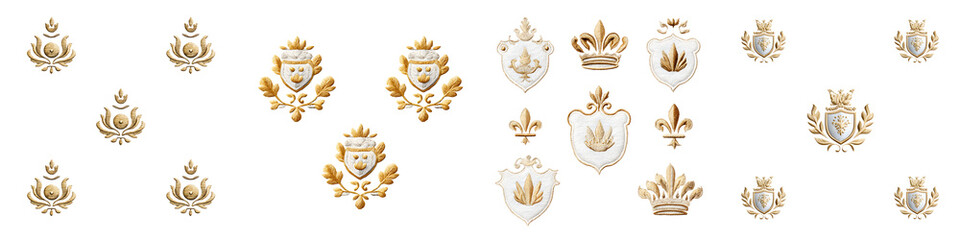 Fototapeta premium Royal Heraldic Emblems Pattern on White Background