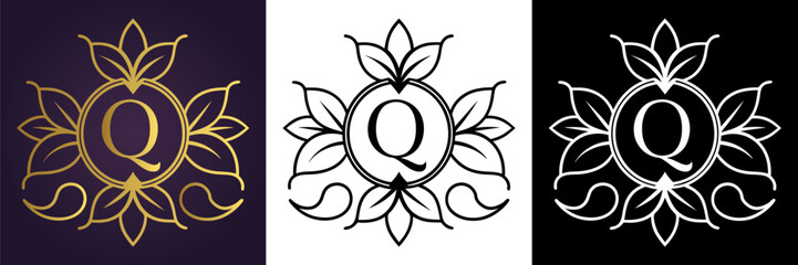 Letter Q Luxury Floral Monogram Logo Template (13)