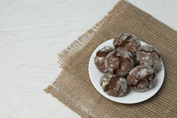 delicious cookies on wood texture