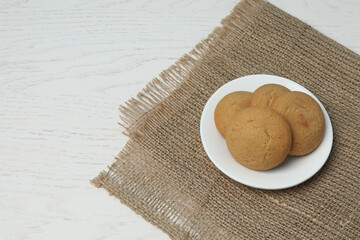 delicious cookies on wood texture