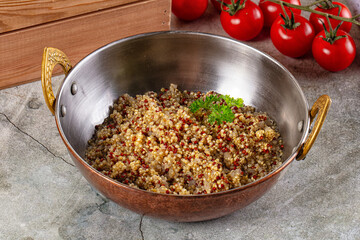 Boiled quinoa cereal in the bowl