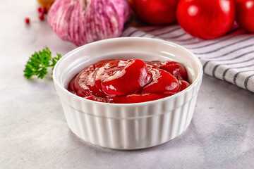 Red spicy tasty tomato ketchup