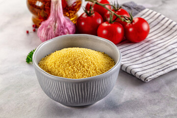 Vegan cuisine - raw dry couscous