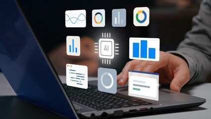 Machine learning and business intelligence, AI driven data processing, KPI performance monitoring. 