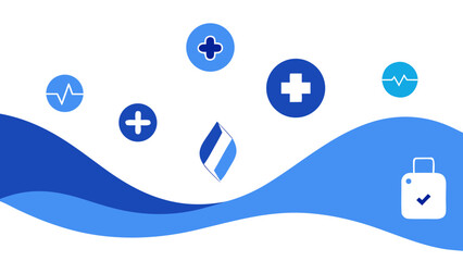 Blue water drop vector icon with abstract blue circles for web design