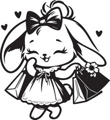 Adorable Bunny Rabbit with Shopping Bags