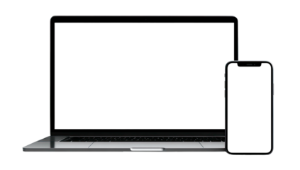 Laptop and Smartphone Mockup on Transparent Background