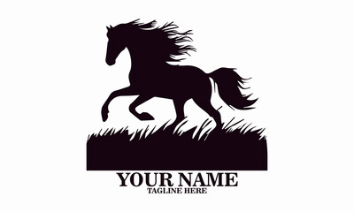 vector illustration a horse galloping with a mane flowing, horse vector illustration and horse logo icon