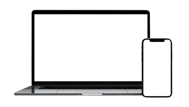 Laptop and Smartphone Mockup on Transparent Background - Powered by Adobe