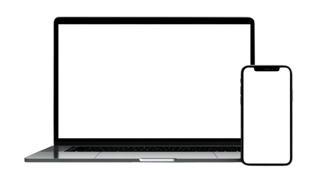 Laptop and Smartphone Mockup on Transparent Background - Powered by Adobe