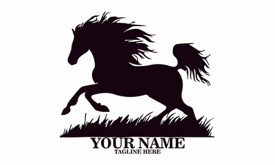 vector illustration a horse galloping with a mane flowing, horse vector illustration and horse logo icon