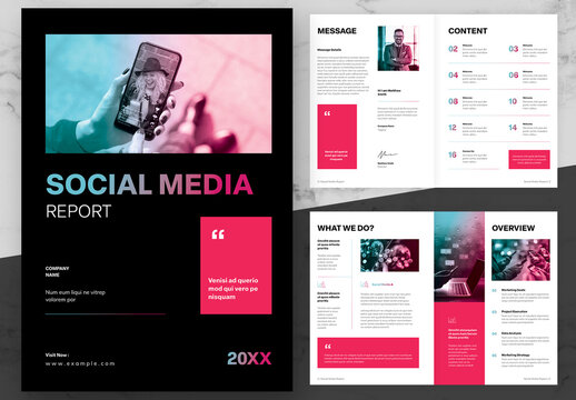 Pink And Blue Social Media Report