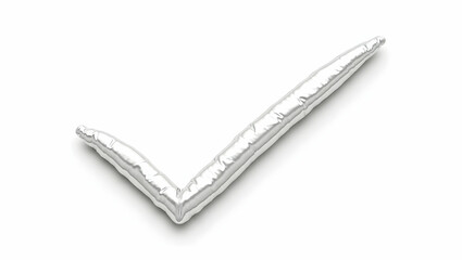 Symbol A check mark crafted from silver foil, styled in a shiny design, shown in reflective view on white background (2)